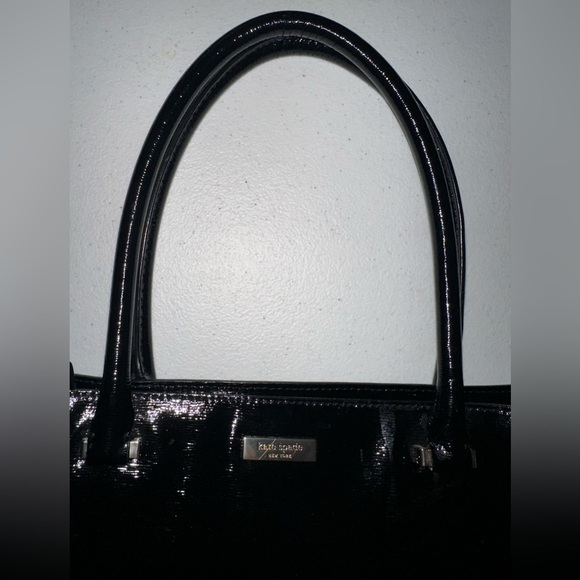 Kate Spade Black Patent Leather Tote bag Shoulder Bag office contemporary - Picture 4 of 16